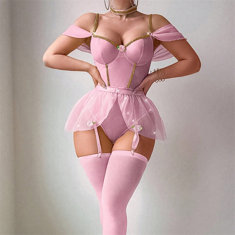 Fishnet Stocking Women - Błyszczący kombinezon bielizna damska efekt mokrego