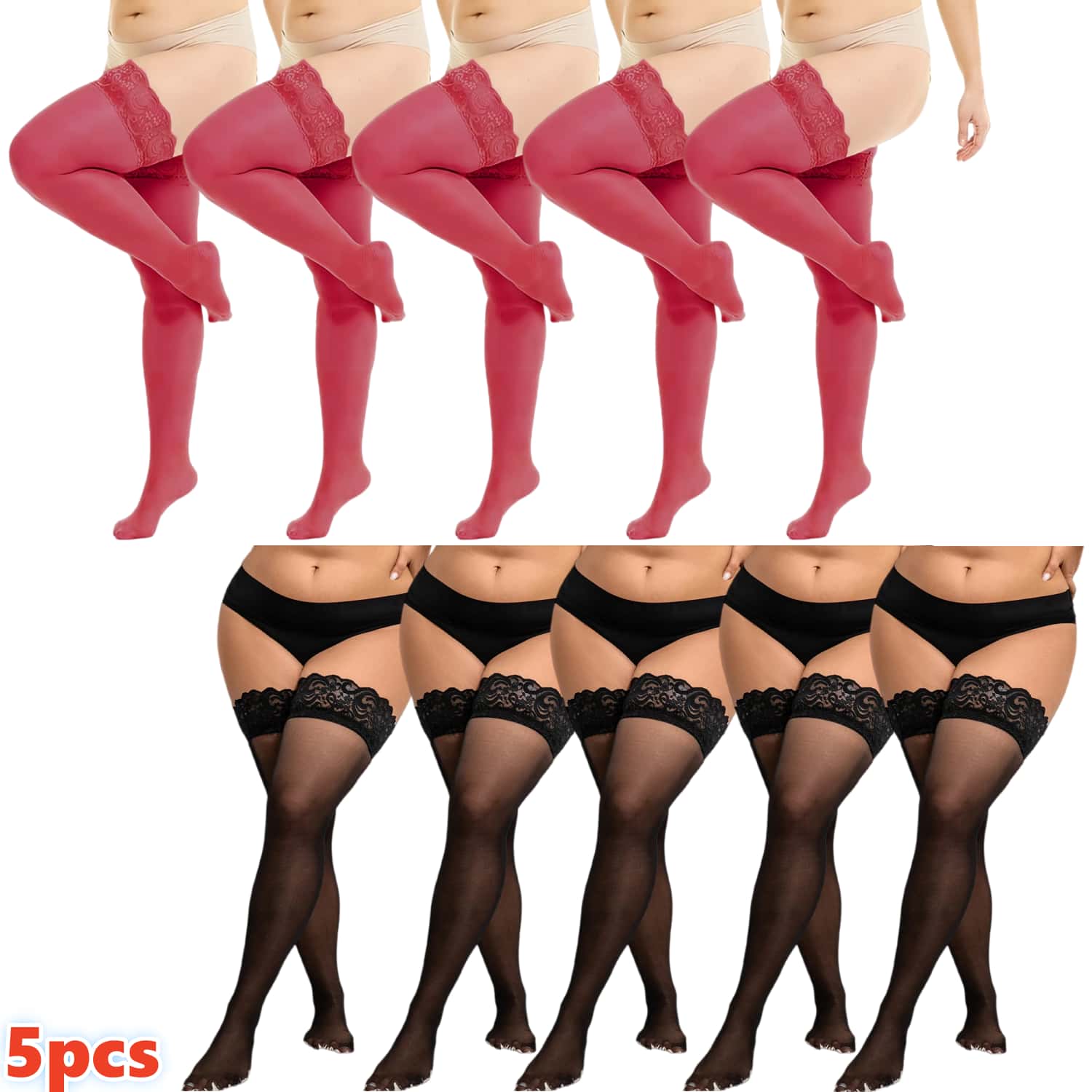 Thigh High Sock Stay Up - Damskie pończochy do uda plus size